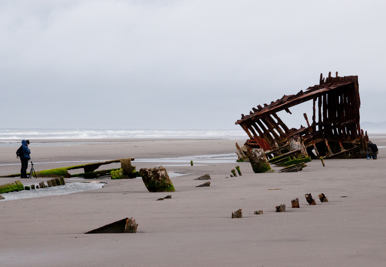 Low tide at wreck of Peter Iredale